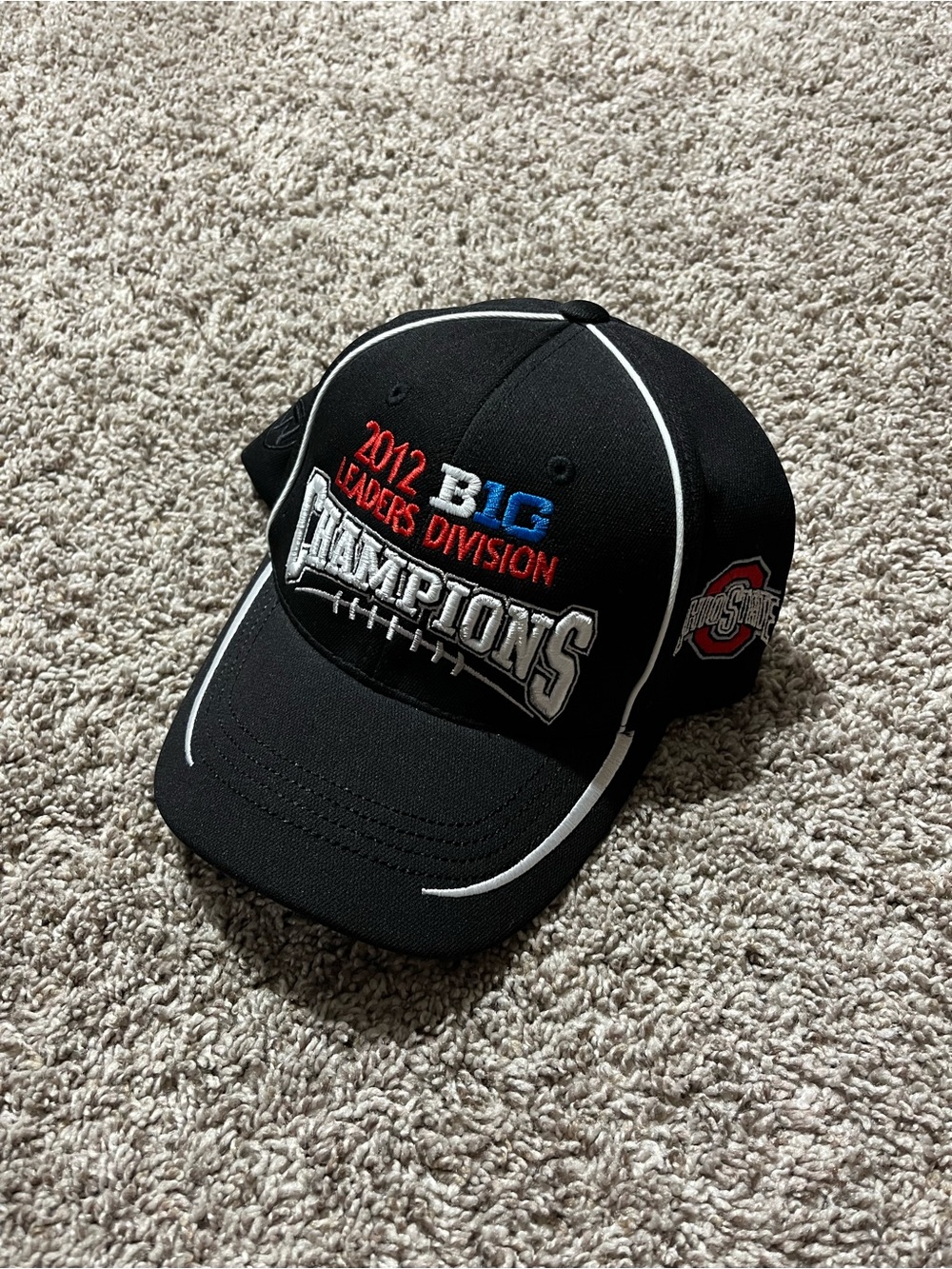 2012 Big Ten Leaders Division Champions Black Baseball Cap Ohio State Logo Hat